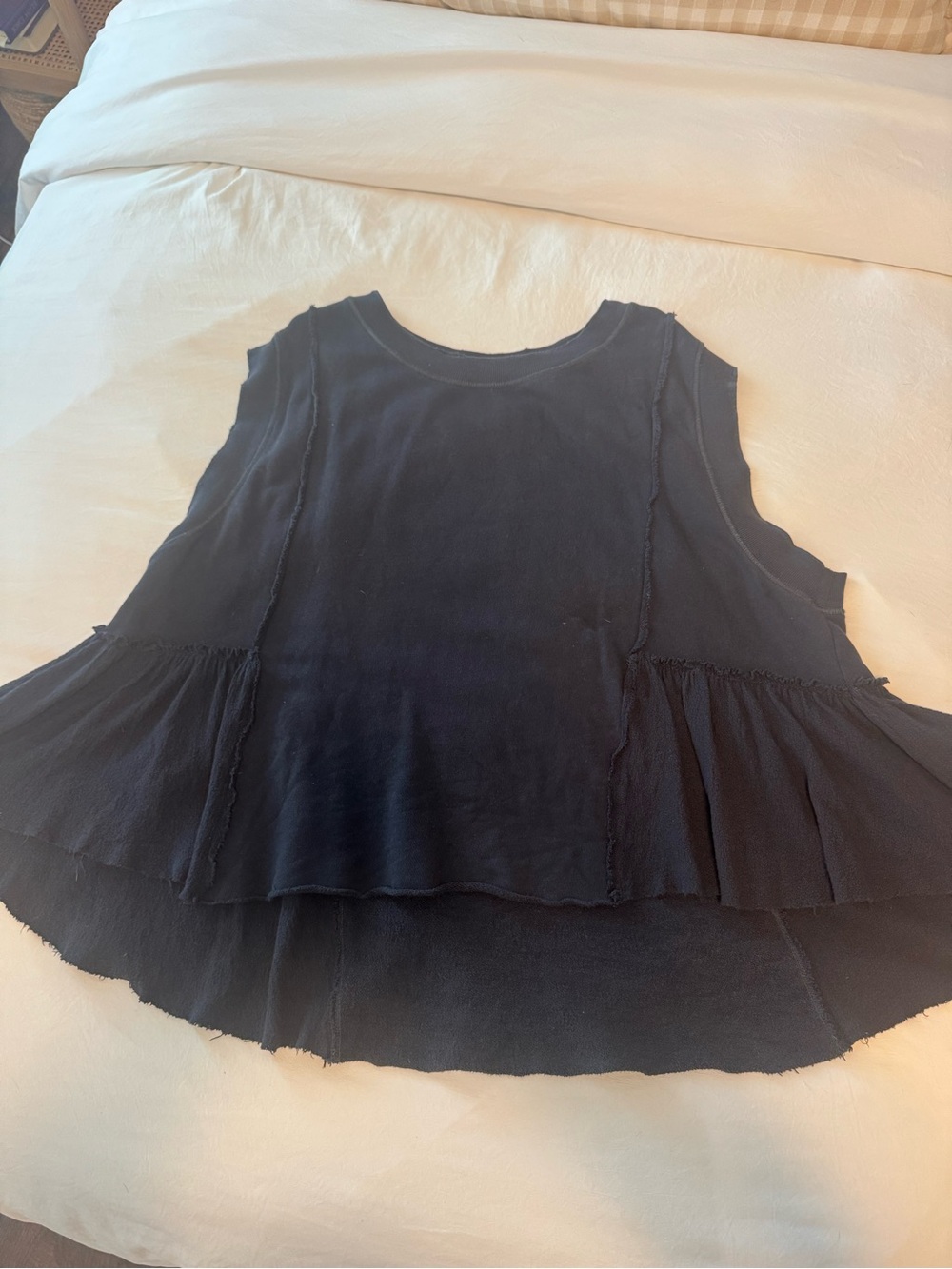 Sleeveless Navy Ruffle-Hem Women’s Top